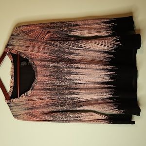 Axcess Womens Blouse Y2K 90s Sheer Lined Long Sleeve Top Pink Black Gray XL